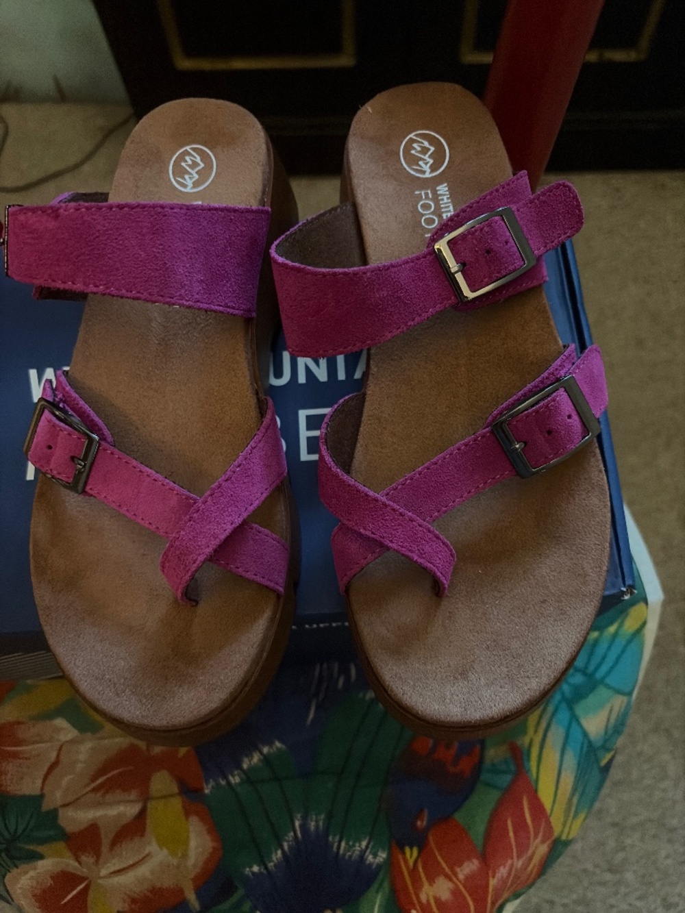 White Mountain Suede platform Slides